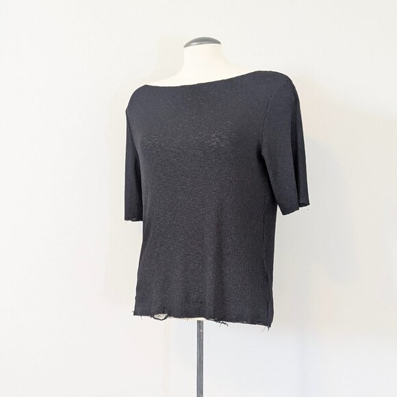 Black Raw Hem T-Shirt - Picture 4 of 9